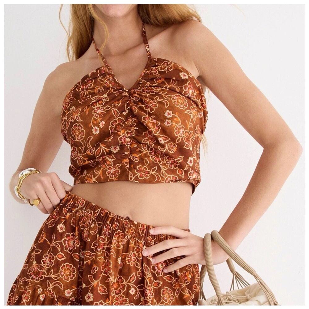 NWT J Crew V-Neck Halter Top in Vintage Vines Size 8 100% Cotton A1441